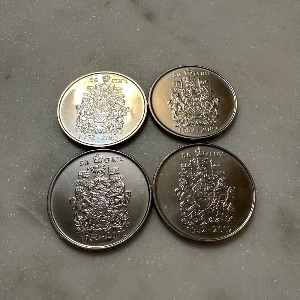 Lot of 4 Canadian 50 Cent Coins Coat of Arms/Queen’s Golden Jubilee